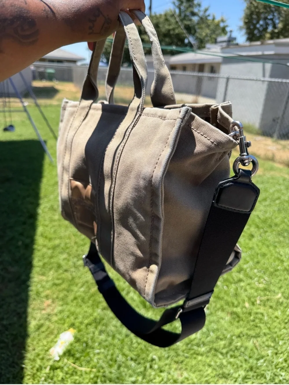 Marc Jacobs The Tote Bag Small Canvas Tote in Taupe